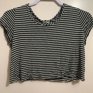 Black and white striped crop tee
